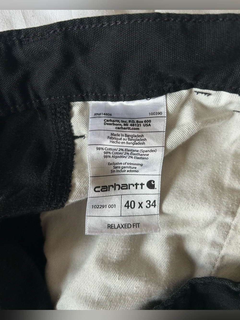 Carhartt Men’s Relaxed Fit Work Pants Size 40X32 Black Carpenter Pants Like New - Picture 9 of 10